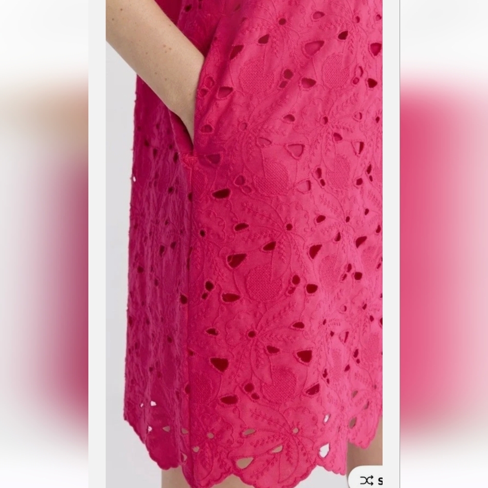 Vibrant Pink Mini Eyelet Dress - Picture 4 of 9